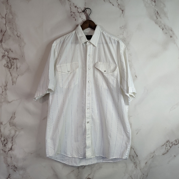 Vintage Roper Shirt Mens Snap Button White  Short Sleeve Size XL Stripe … - Picture 1 of 11